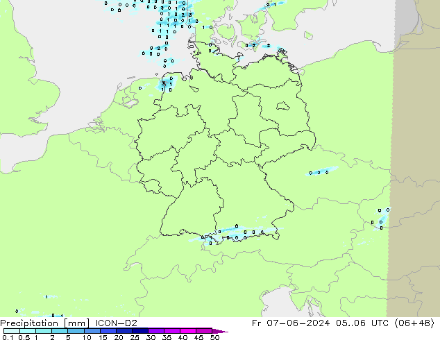 Précipitation ICON-D2 ven 07.06.2024 06 UTC