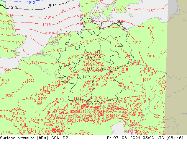 Yer basıncı ICON-D2 Cu 07.06.2024 03 UTC