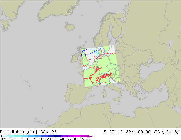 Precipitazione ICON-D2 ven 07.06.2024 06 UTC