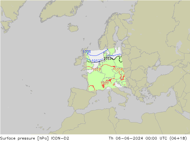 Luchtdruk (Grond) ICON-D2 do 06.06.2024 00 UTC