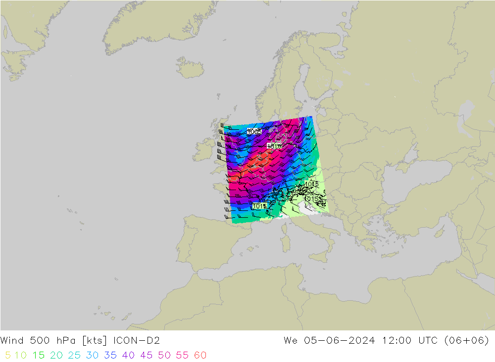 Wind 500 hPa ICON-D2 wo 05.06.2024 12 UTC