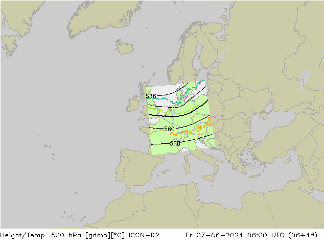 Height/Temp. 500 hPa ICON-D2  07.06.2024 06 UTC