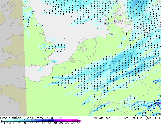 Precipitation (12h) ICON-D2 We 05.06.2024 18 UTC