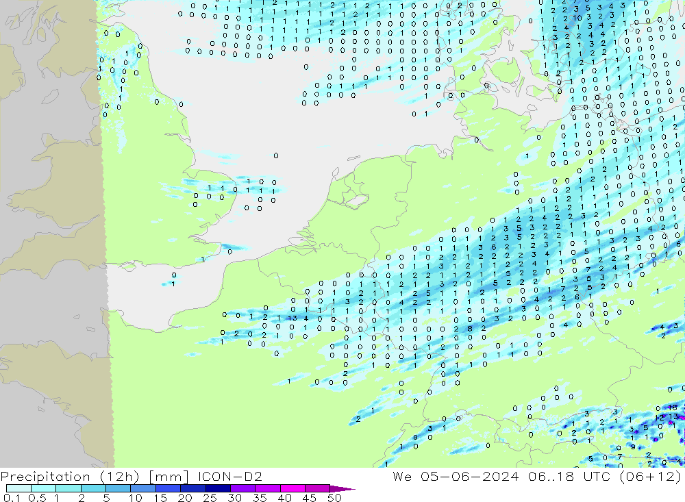 Nied. akkumuliert (12Std) ICON-D2 Mi 05.06.2024 18 UTC