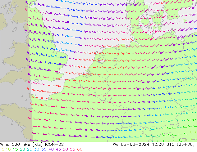 Wind 500 hPa ICON-D2 Mi 05.06.2024 12 UTC