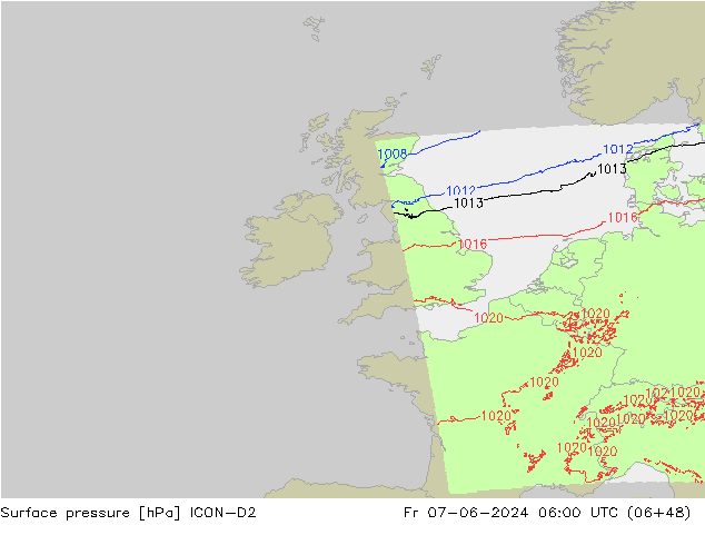 Yer basıncı ICON-D2 Cu 07.06.2024 06 UTC