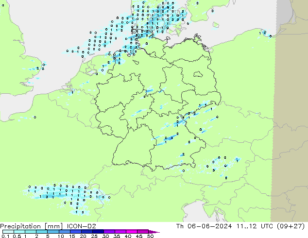 Neerslag ICON-D2 do 06.06.2024 12 UTC