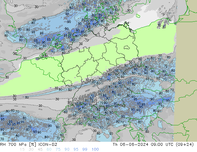 700 hPa Nispi Nem ICON-D2 Per 06.06.2024 09 UTC