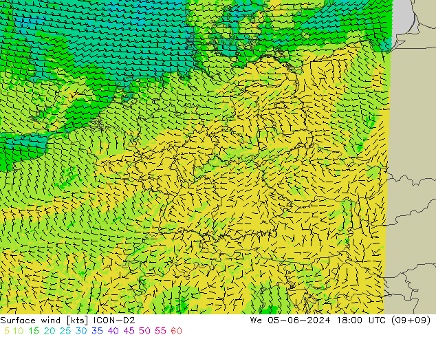  10 m ICON-D2  05.06.2024 18 UTC