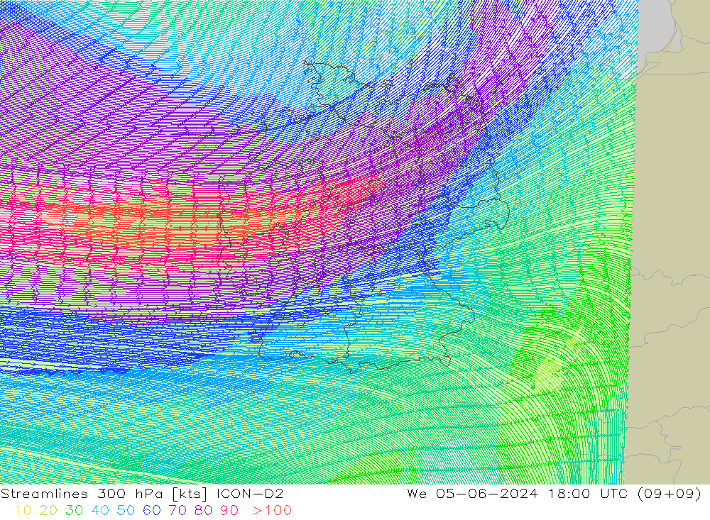  300 hPa ICON-D2  05.06.2024 18 UTC