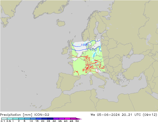 Precipitation ICON-D2 We 05.06.2024 21 UTC