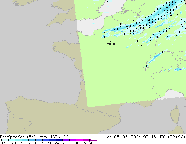 Nied. akkumuliert (6Std) ICON-D2 Mi 05.06.2024 15 UTC