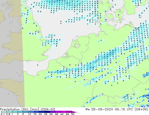 осадки (6h) ICON-D2 ср 05.06.2024 15 UTC