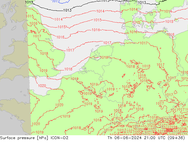 Bodendruck ICON-D2 Do 06.06.2024 21 UTC