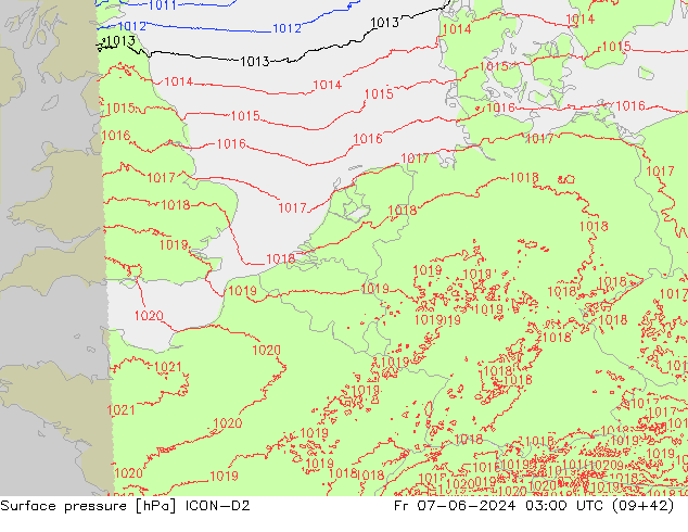 ciśnienie ICON-D2 pt. 07.06.2024 03 UTC