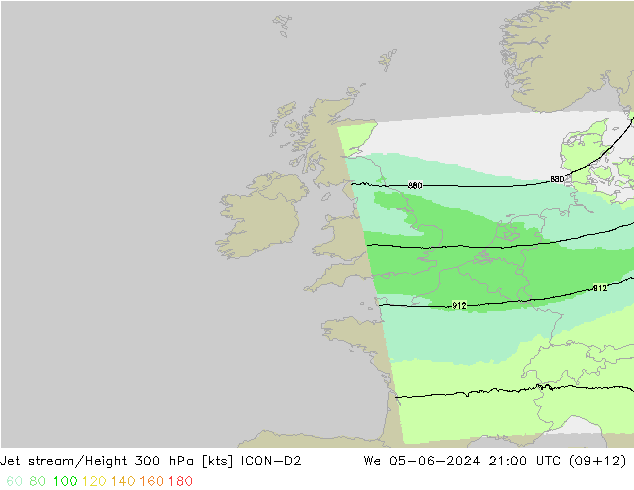 Corrente a getto ICON-D2 mer 05.06.2024 21 UTC