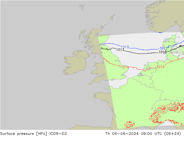 ciśnienie ICON-D2 czw. 06.06.2024 09 UTC