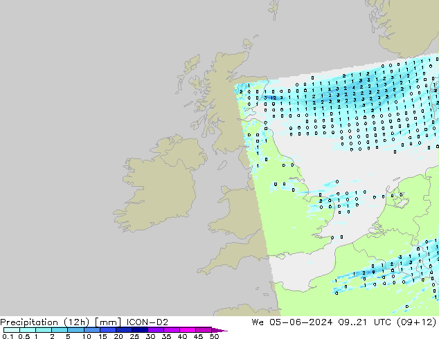 Precipitation (12h) ICON-D2 We 05.06.2024 21 UTC