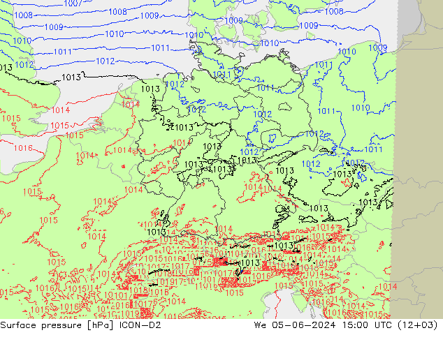 ciśnienie ICON-D2 śro. 05.06.2024 15 UTC