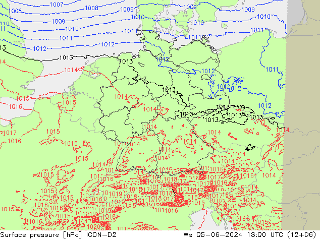 приземное давление ICON-D2 ср 05.06.2024 18 UTC