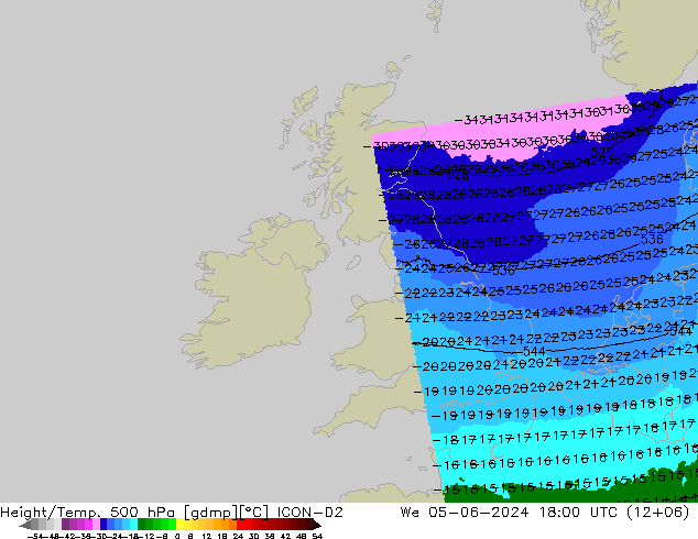 Height/Temp. 500 hPa ICON-D2 We 05.06.2024 18 UTC