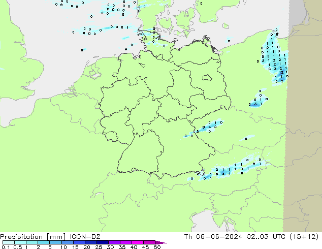 Precipitation ICON-D2 Th 06.06.2024 03 UTC