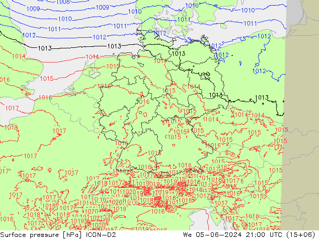 ciśnienie ICON-D2 śro. 05.06.2024 21 UTC