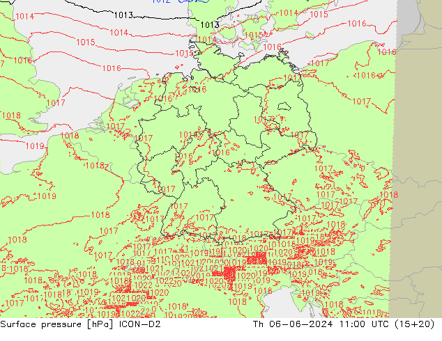 Bodendruck ICON-D2 Do 06.06.2024 11 UTC