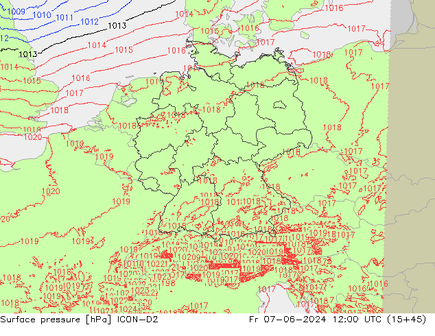 Luchtdruk (Grond) ICON-D2 vr 07.06.2024 12 UTC