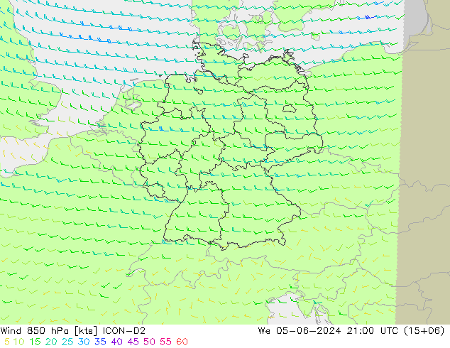  850 hPa ICON-D2  05.06.2024 21 UTC