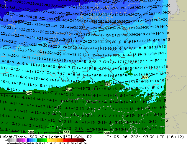 Height/Temp. 500 hPa ICON-D2  06.06.2024 03 UTC