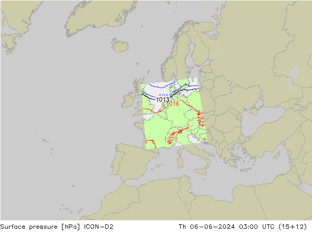 Luchtdruk (Grond) ICON-D2 do 06.06.2024 03 UTC