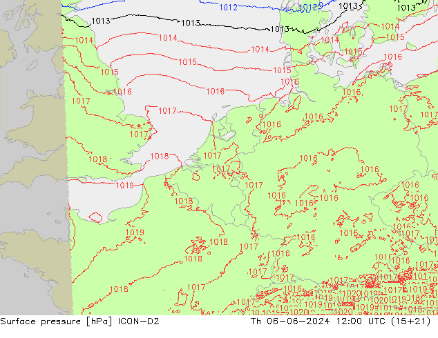 pression de l'air ICON-D2 jeu 06.06.2024 12 UTC