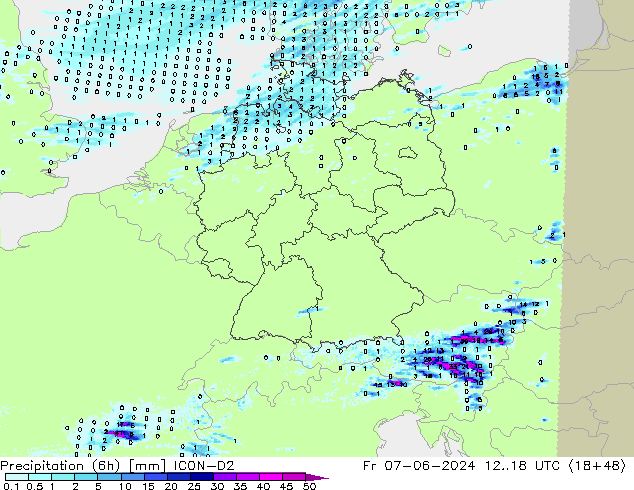 Nied. akkumuliert (6Std) ICON-D2 Fr 07.06.2024 18 UTC