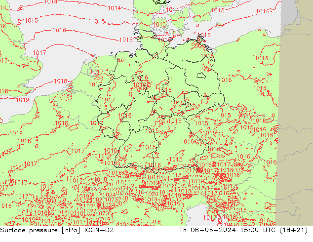 Bodendruck ICON-D2 Do 06.06.2024 15 UTC