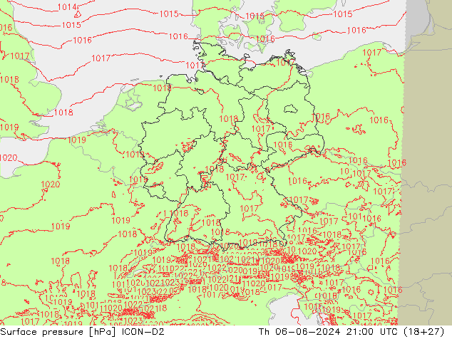 pression de l'air ICON-D2 jeu 06.06.2024 21 UTC