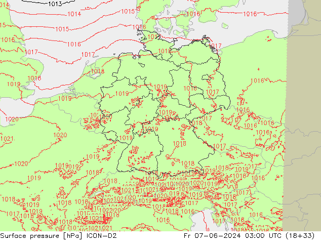 ciśnienie ICON-D2 pt. 07.06.2024 03 UTC