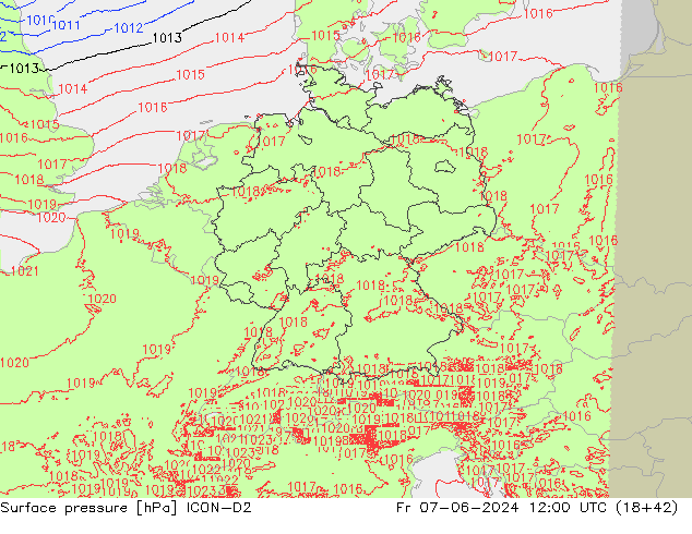Yer basıncı ICON-D2 Cu 07.06.2024 12 UTC