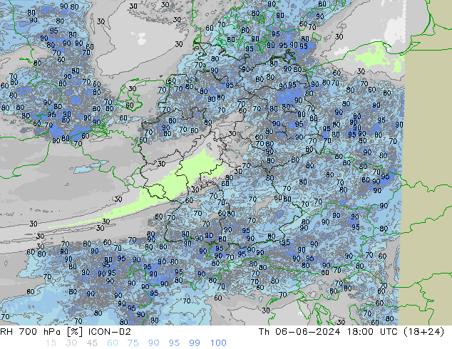 RH 700 hPa ICON-D2  06.06.2024 18 UTC