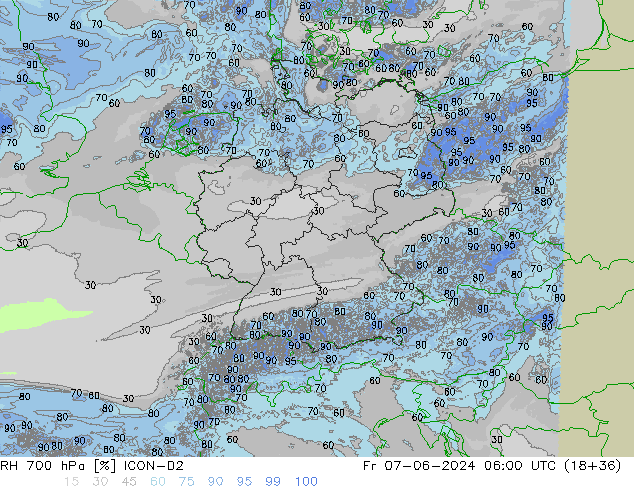 RH 700 hPa ICON-D2 Fr 07.06.2024 06 UTC