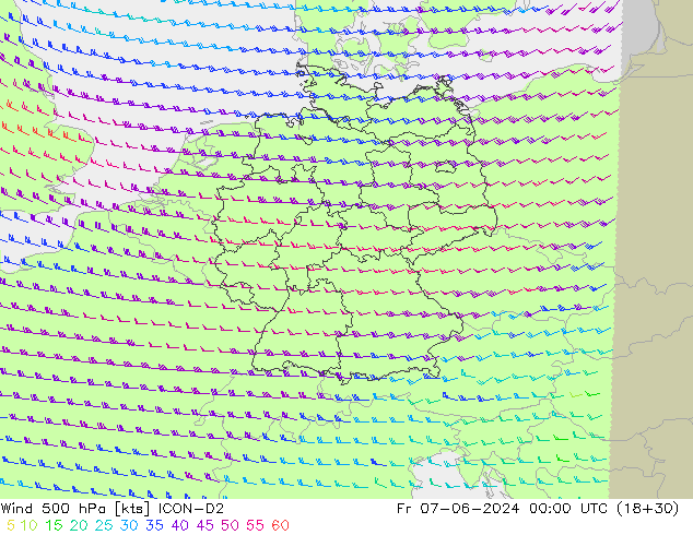  500 hPa ICON-D2  07.06.2024 00 UTC