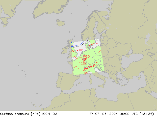 Yer basıncı ICON-D2 Cu 07.06.2024 06 UTC