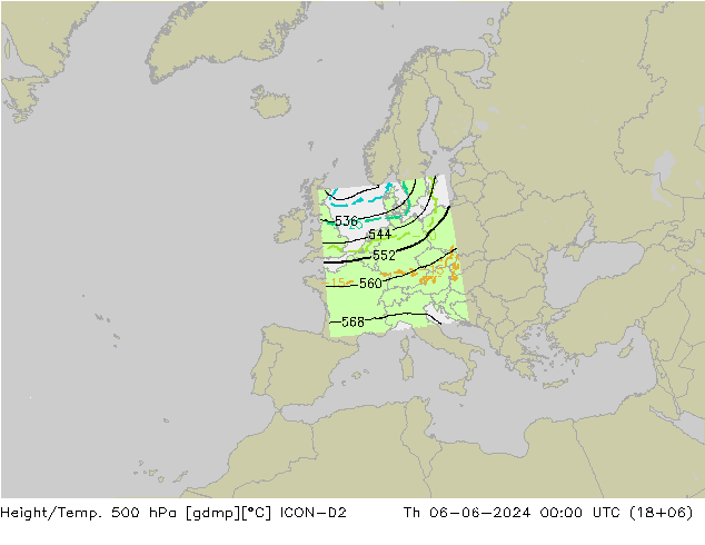 Height/Temp. 500 гПа ICON-D2 чт 06.06.2024 00 UTC