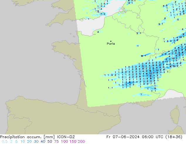 Nied. akkumuliert ICON-D2 Fr 07.06.2024 06 UTC