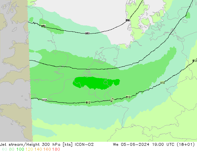 Prąd strumieniowy ICON-D2 śro. 05.06.2024 19 UTC