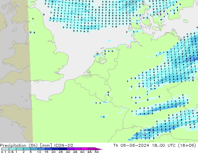 Yağış (6h) ICON-D2 Per 06.06.2024 00 UTC