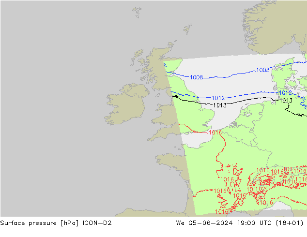 приземное давление ICON-D2 ср 05.06.2024 19 UTC