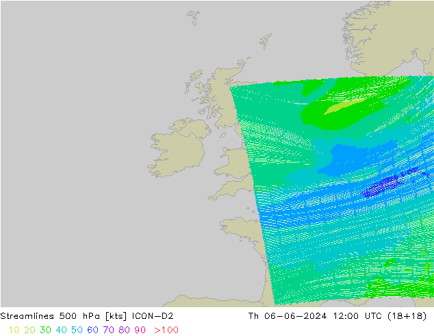 Linha de corrente 500 hPa ICON-D2 Qui 06.06.2024 12 UTC