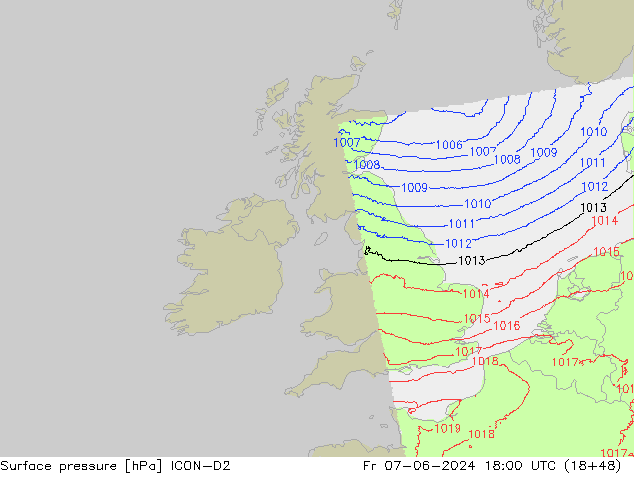 Luchtdruk (Grond) ICON-D2 vr 07.06.2024 18 UTC