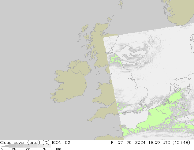 Nubes (total) ICON-D2 vie 07.06.2024 18 UTC